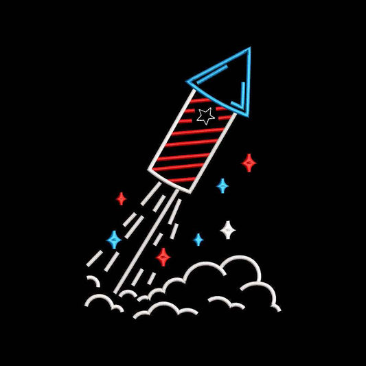 Patriotic Firework Rocket Embroidery Design 4th of July Independence Day USA - SG06062604