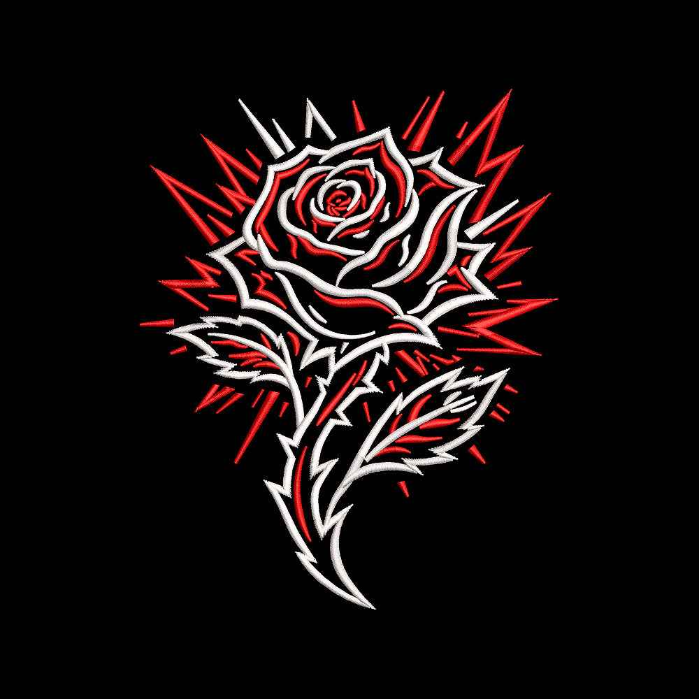 Gothic Rose Embroidery Design Floral Tattoo Style Flower - SG07052601