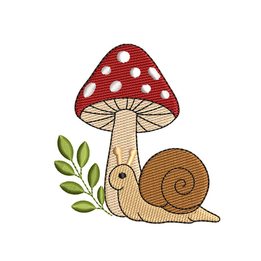 Mini Snail Under Mushroom Machine Embroidery Design - SG07092605