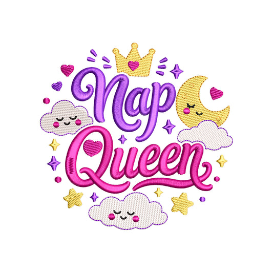 Nap Queen Embroidery Design Cute Baby Quote Crown Moon - SG08062602