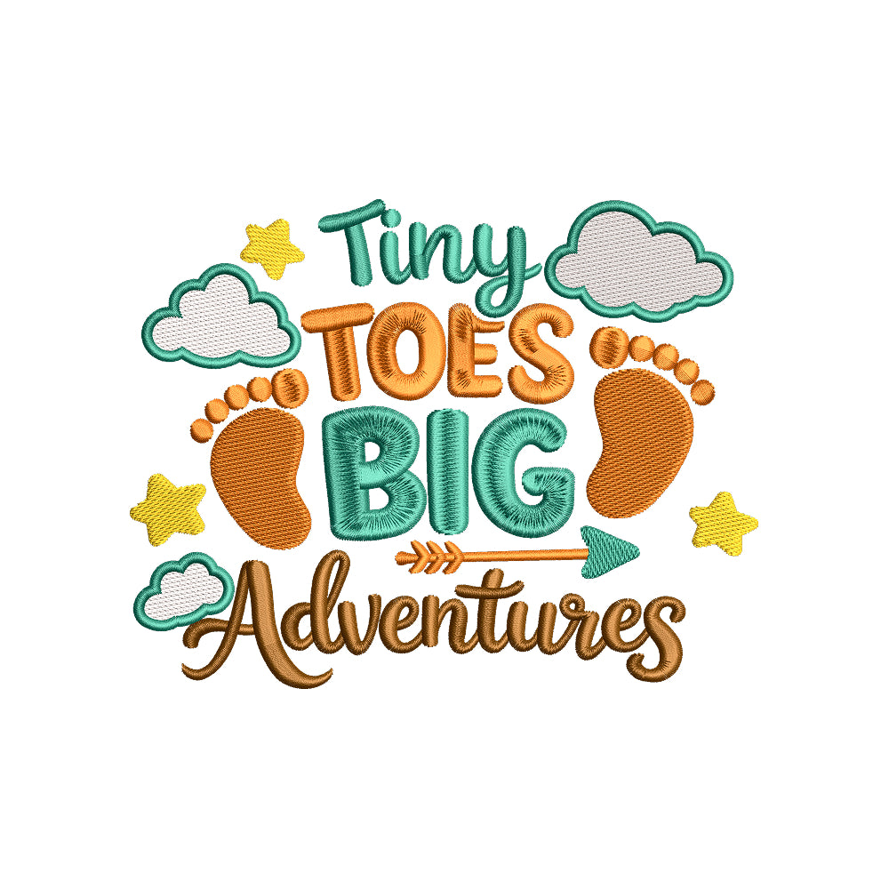 Tiny Toes Big Adventures Embroidery Design Cute Baby Nursery Quote - SG08062606