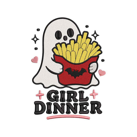 Ghost Fries Embroidery Design Cute Halloween Fast Food Character - SG08062610