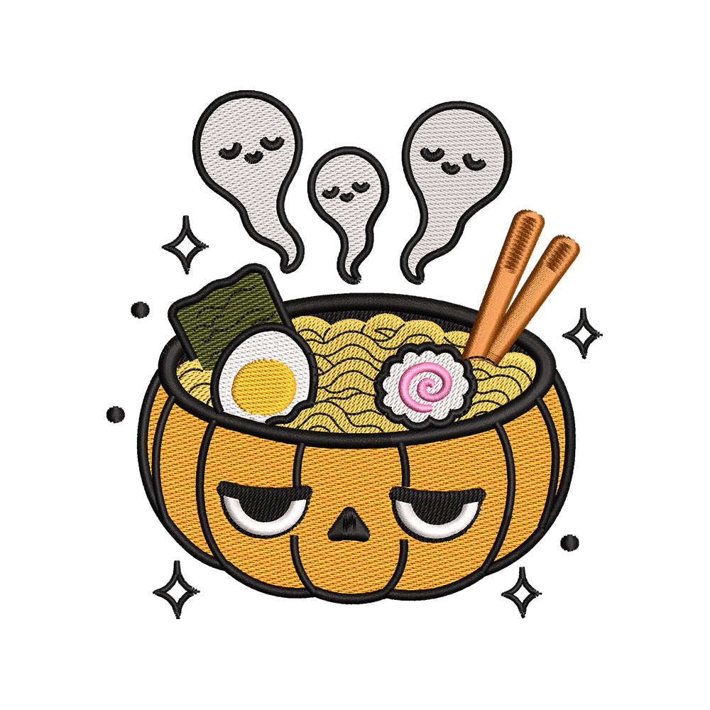 Halloween Ramen Pumpkin Embroidery Design Spooky Ghost Noodle Bowl Foodie - SG08062611
