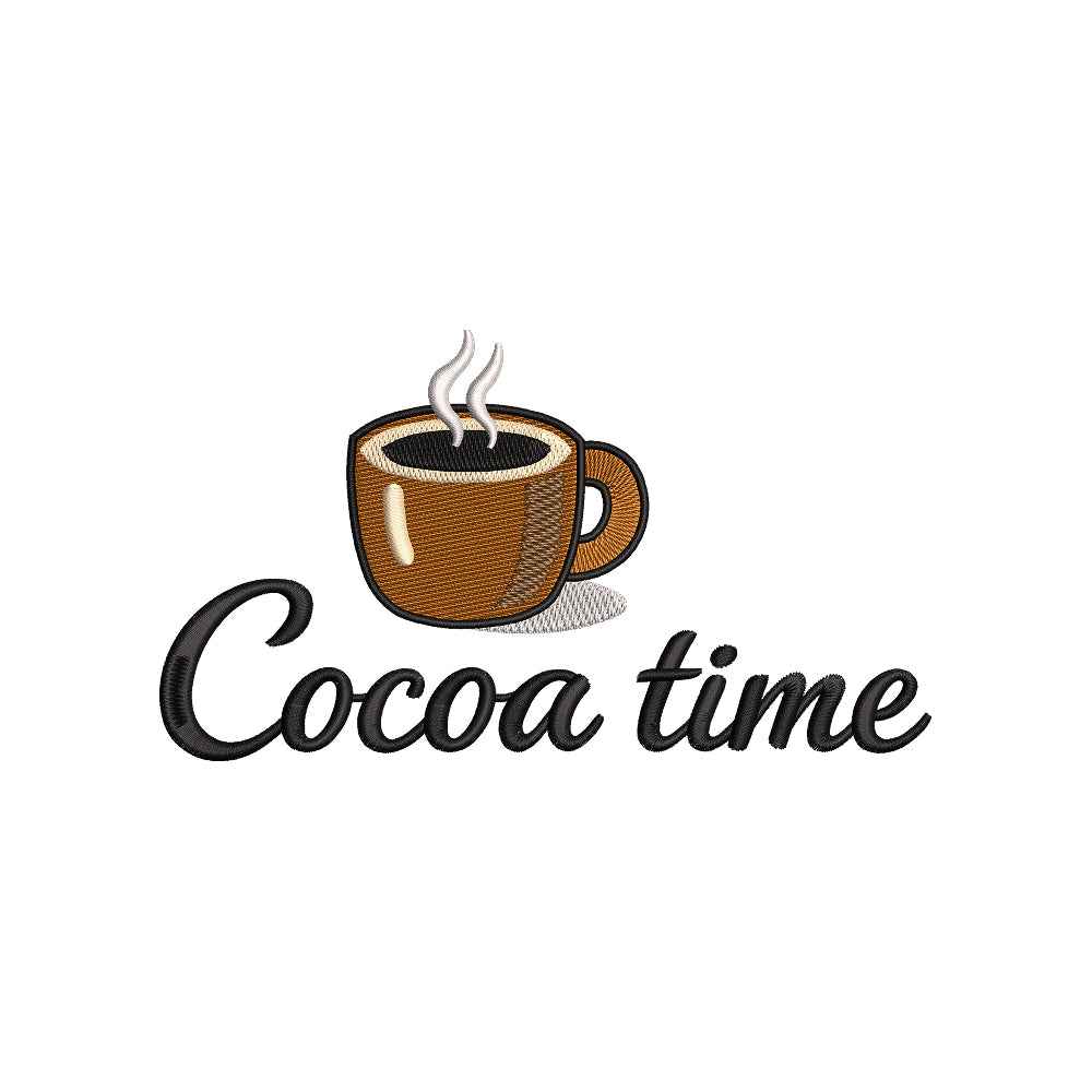 Autumn Cocoa Time Embroidery Design | Cozy Hot Cocoa Fall Quote Machine Embroidery Pattern - SG08072601