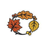 Autumn Leaf Wreath Embroidery Design | Fall Leaves Machine Embroidery Pattern - SG08072603