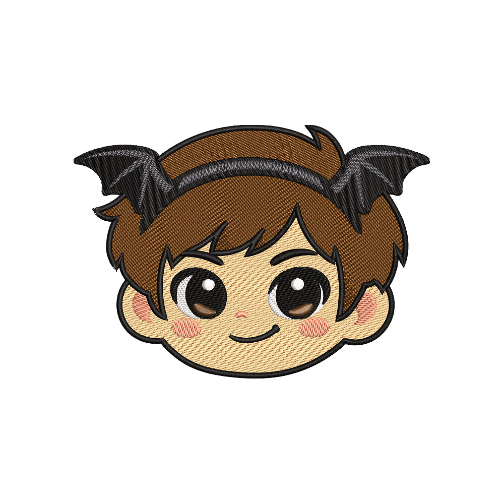 Halloween Bat Boy Embroidery Design | Cute Kawaii Halloween Character Machine Embroidery Pattern - SG08072605