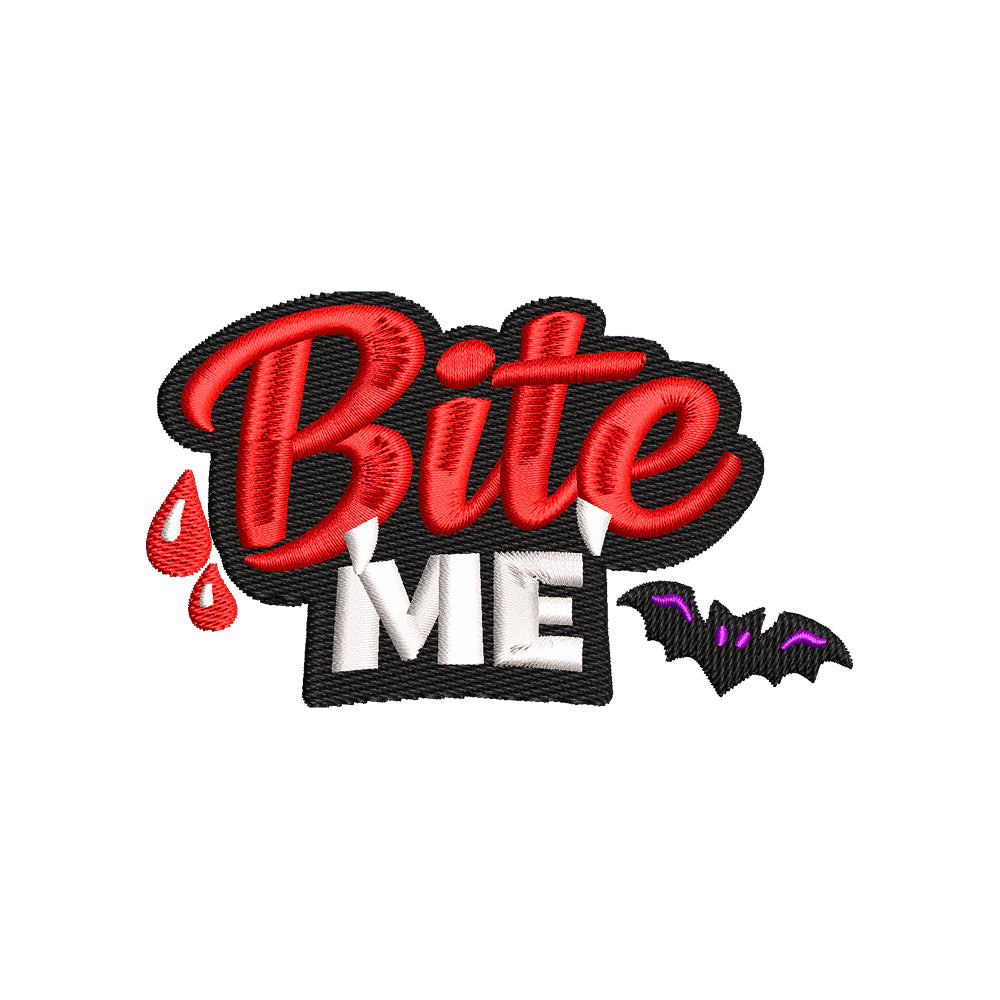 Halloween Bite Me Embroidery Design | Vampire Quote Machine Embroidery Pattern - SG08072609