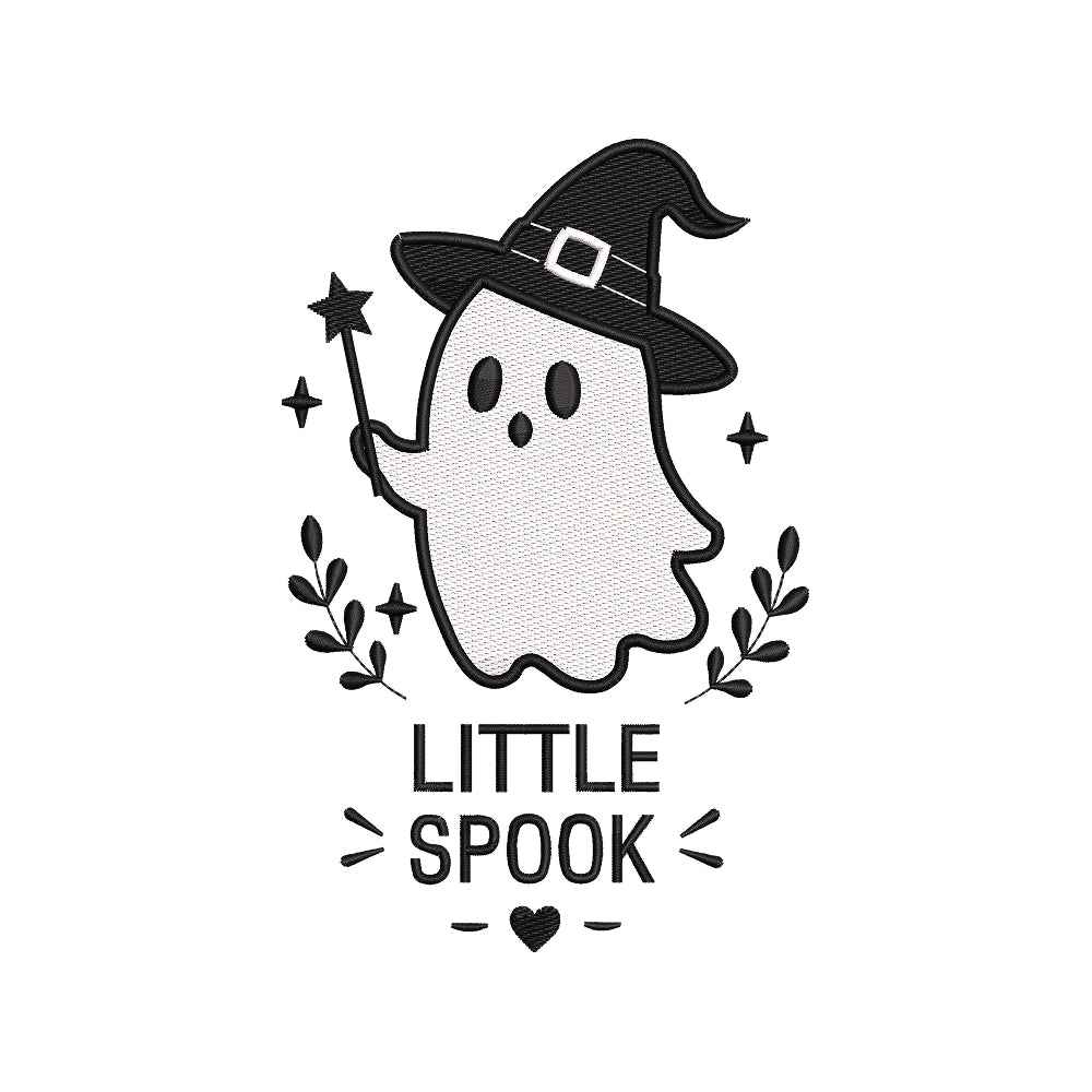 Little Spook Witch Hat Ghost Embroidery Design - Cute Halloween Baby Motif SG31072631