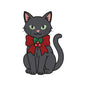 Festive Christmas Black Cat Holiday Bow Machine Embroidery Design File - SG08092601