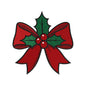 Classic Christmas Red Ribbon Bow With Holly Machine Embroidery Design File - SG08092605