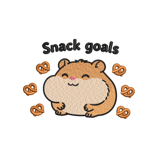 Snack Goals Cute Kawaii Hamster Animal Quote Embroidery Design – SG09042601
