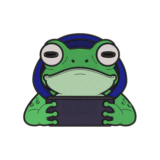Cute Gamer Frog Kawaii Animal Embroidery Design - SG09042602