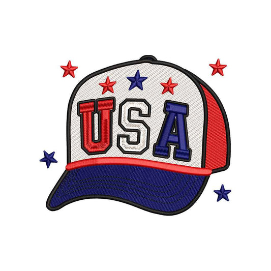 USA Patriotic Cap Embroidery Design 4th of July - SG09052607