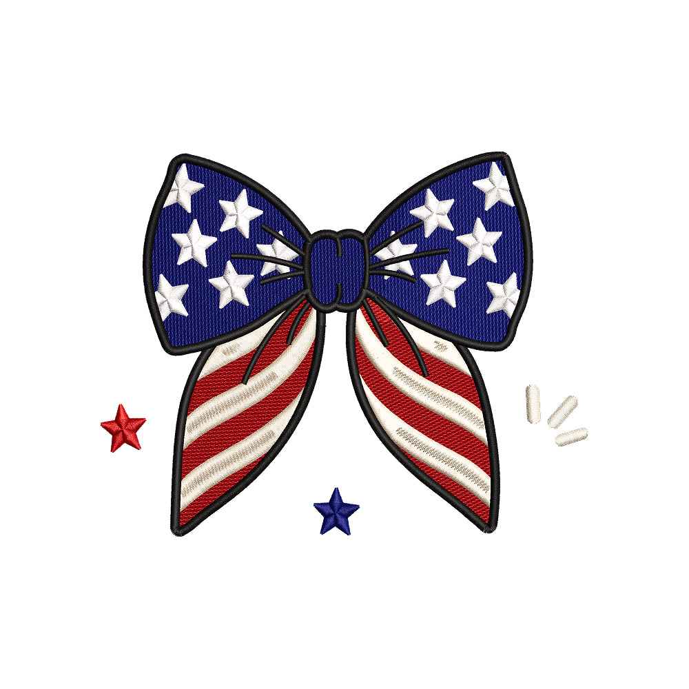 Patriotic Bow Embroidery Design 4th of July Independence Day - SG09052613