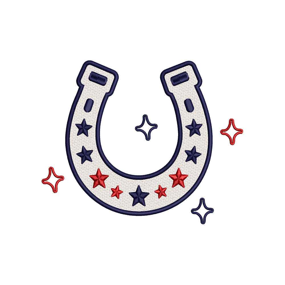 Patriotic Horseshoe Embroidery Design 4th of July Independence Day - SG09052614