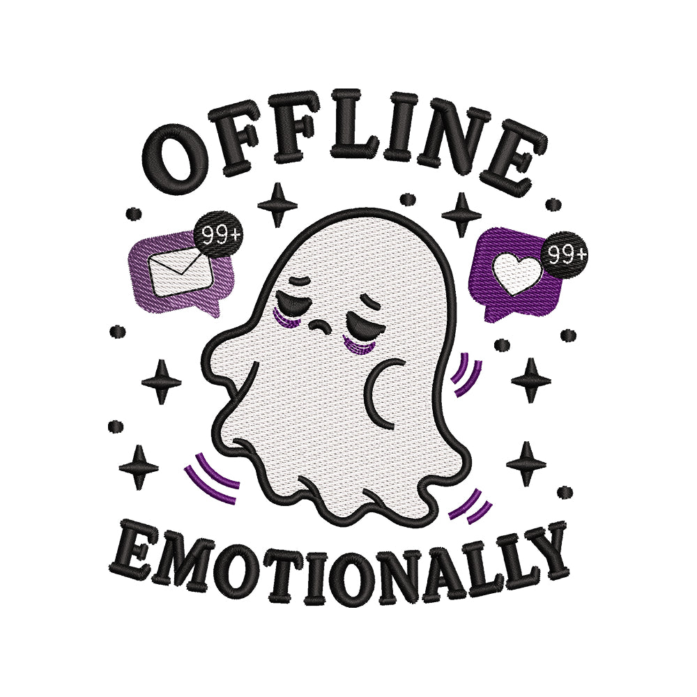 Offline Emotionally Embroidery Design Funny Halloween Ghost Quote Machine - SG09062601