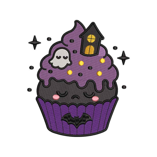 Spooky Cupcake Ghost Treat Embroidery Design Haunted Dessert Bat House - SG09062605