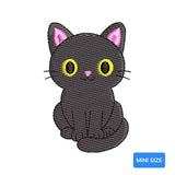 Mini Halloween Black Cat Embroidery Design | Cute Machine Embroidery Pattern - SG09072601