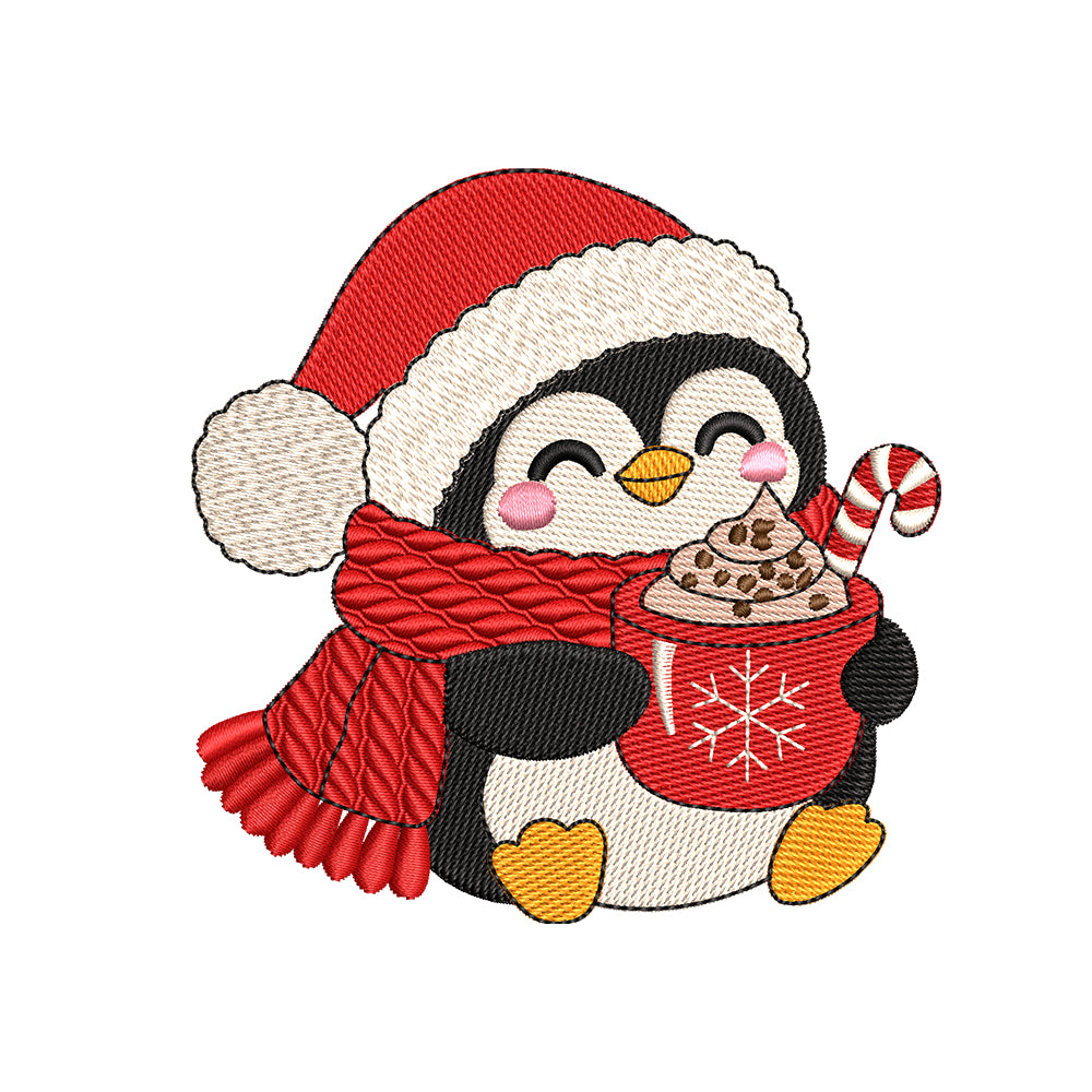 Christmas Penguin With Hot Cocoa Embroidery Designs - SG09102601