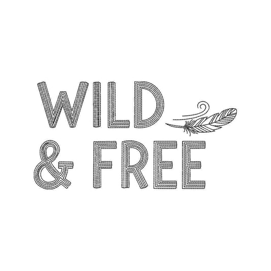 Wild and Free Minimalist Nature Quote Feather Line Art Embroidery Design – SG10032602