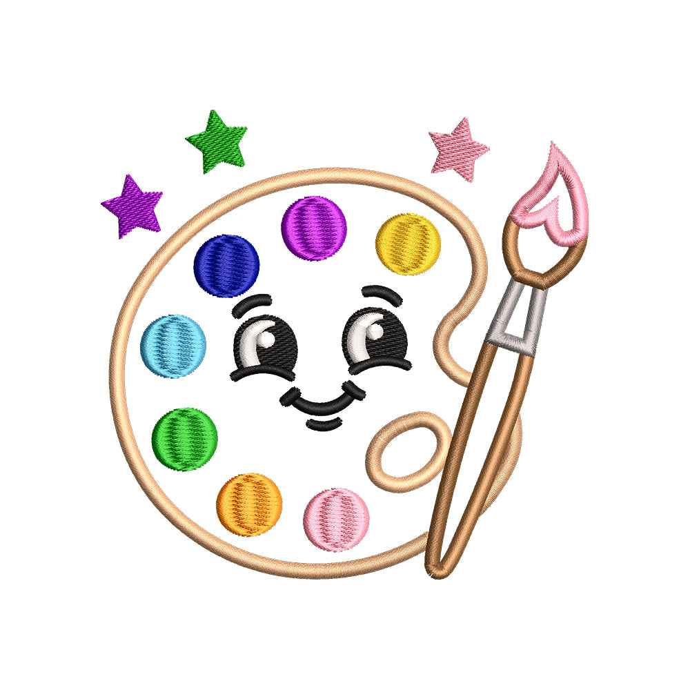 Cute Paint Palette Back To School Embroidery Design - SG10042604