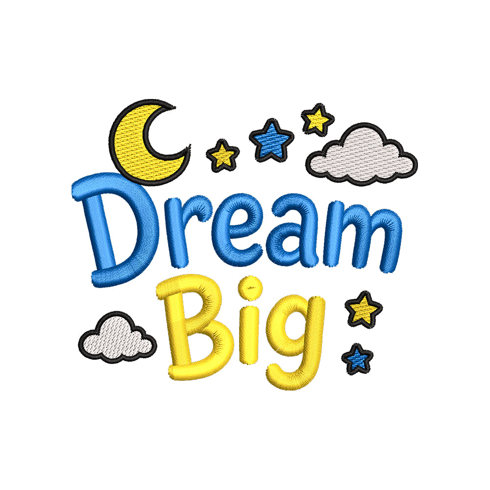 Dream Big Moon Stars Embroidery Design - Cute Baby Nursery Motif SG31072642