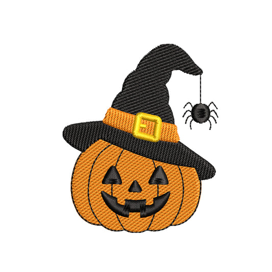 Mini Halloween Pumpkin with Witch Hat Embroidery Design - SG10092607