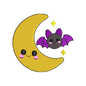 Mini Halloween Moon & Bat Embroidery Design | Cute Kawaii Crescent Moon and Bat Machine Embroidery Pattern - SG11072607