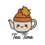 Autumn Tea Time Embroidery Design | Cute Teapot with Knit Hat Fall Machine Embroidery Pattern - SG11072613