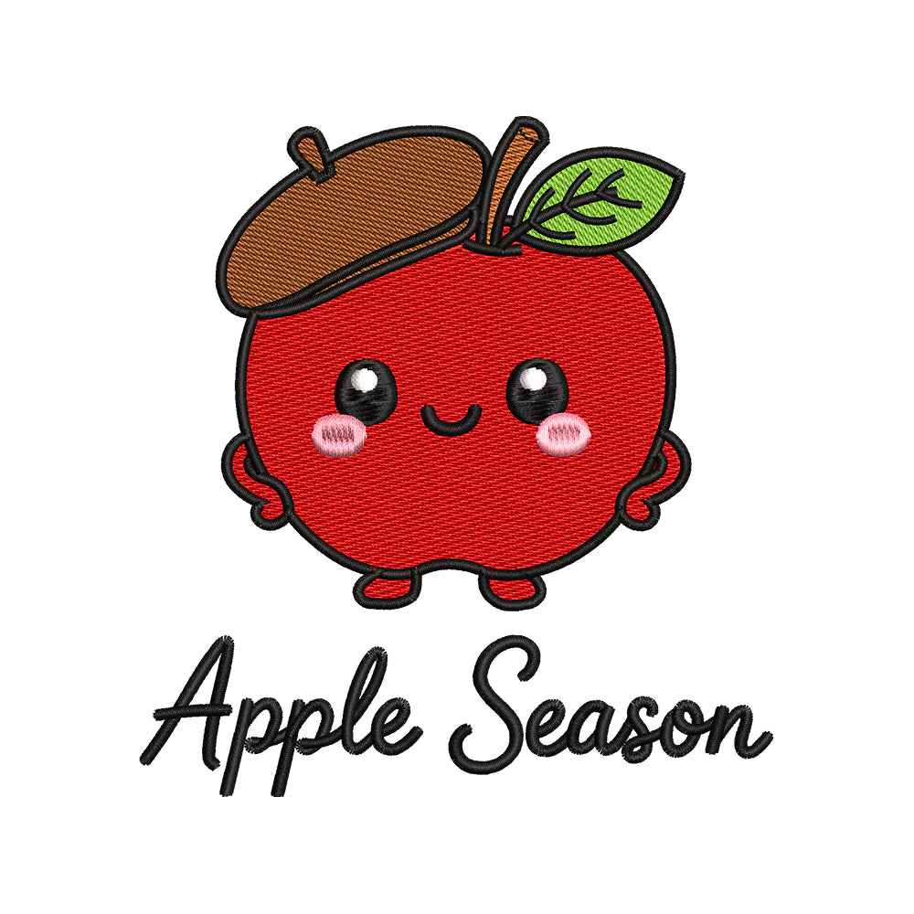 Apple Season Fall Embroidery Design | Cute Apple Autumn Machine Embroidery Pattern - SG11072615