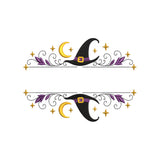 Halloween Witch Hat Split Monogram Frame Machine Embroidery Design File - SG11092601