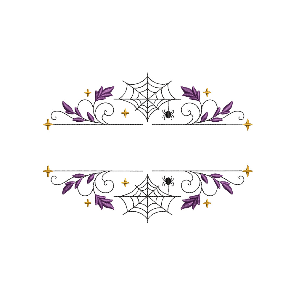 Halloween Spiderweb Split Monogram Frame Machine Embroidery Design File - SG11092602