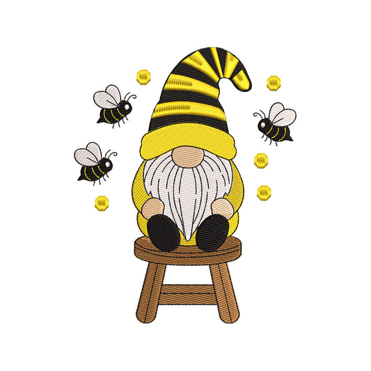Cute Bumble Bee Gnome Spring Embroidery Design – SG12042601