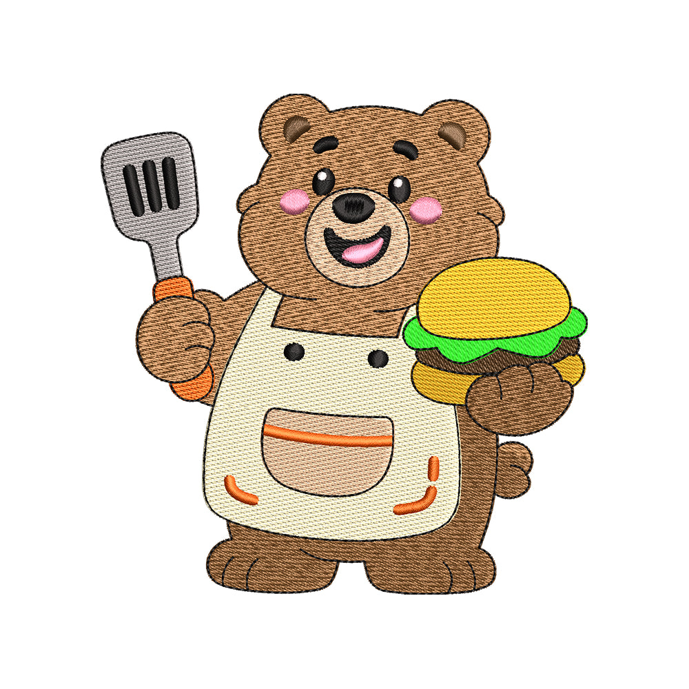 Father’s Day Cute Dad Bear BBQ Embroidery Design - SG12042618