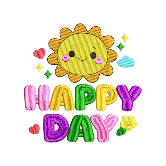 Happy Day Baby Embroidery Design Cute Sun Kids Quote - SG12042639