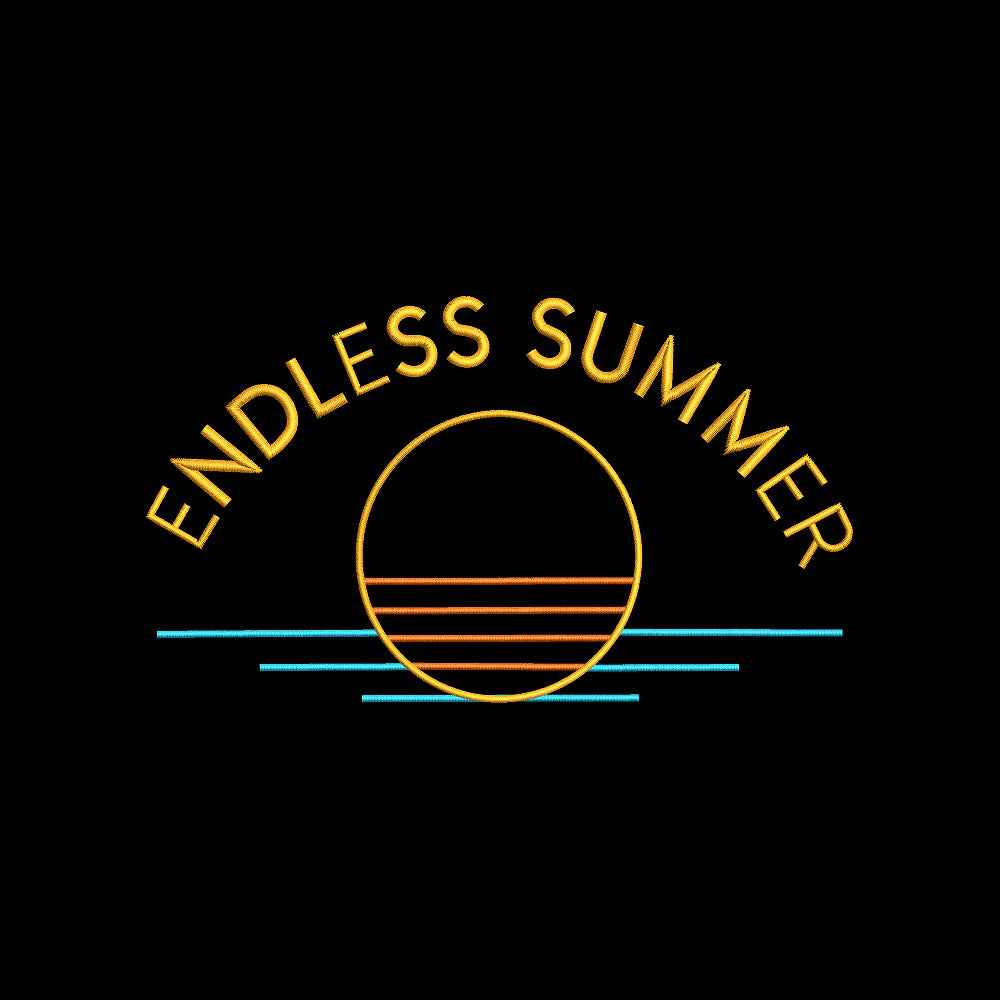 Endless Summer Embroidery Design Retro Sunset Beach Vacation Quote - SG12062603