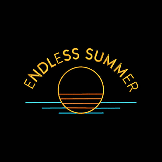 Endless Summer Embroidery Design Retro Sunset Beach Vacation Quote - SG12062603