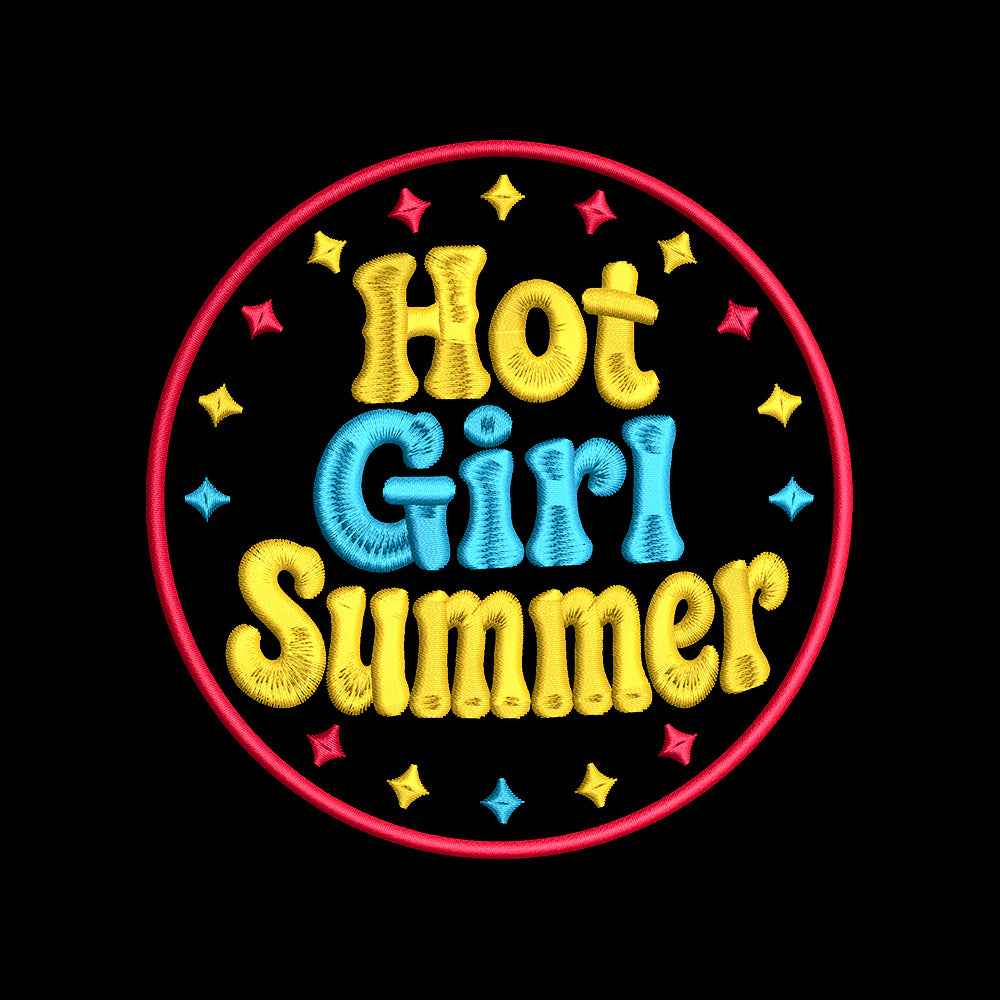 Hot Girl Summer Embroidery Design Summer Quote Typography Badge - SG12062605