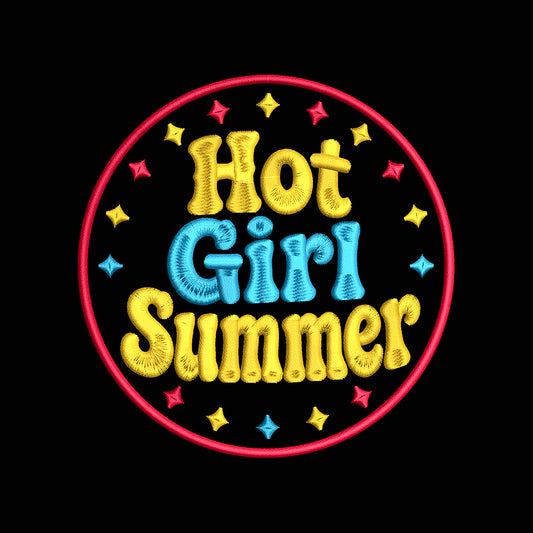 Hot Girl Summer Embroidery Design Summer Quote Typography Badge - SG12062605