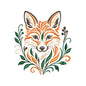 Elegant Floral Fox Embroidery Design - Boho Woodland Animal Motif SG31072644