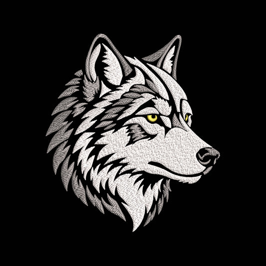 Fierce Wolf Embroidery Design - Realistic Animal Profile Motif SG31072647