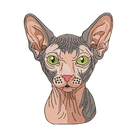 Realistic Sphynx Cat Portrait Embroidery Design - SG130402