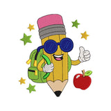 Cool Pencil Character Embroidery Design Kawaii Back To School Student Mascot - SG13042622