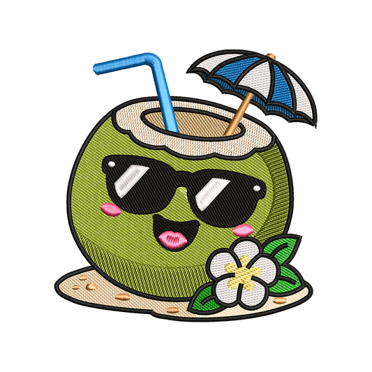 Cute Coconut Drink Embroidery Design Summer - SG13052605