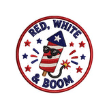 Red White & Boom Firecracker Patch Embroidery Design Patriotic 4th of July Badge - SG13052609