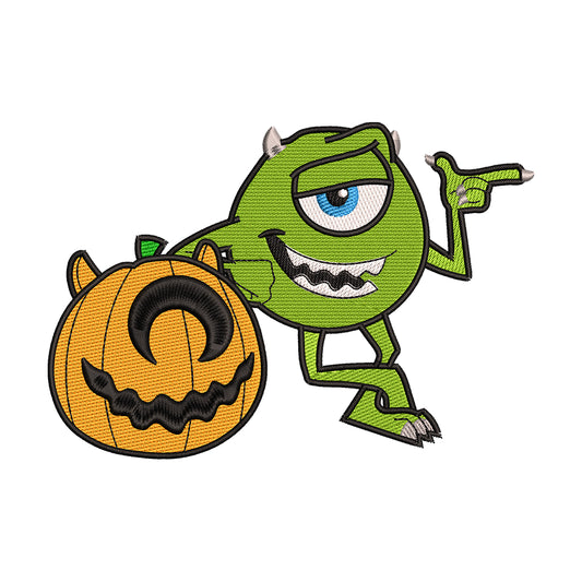 Mike Wazowski with Pumpkin Embroidery Design - SG130529