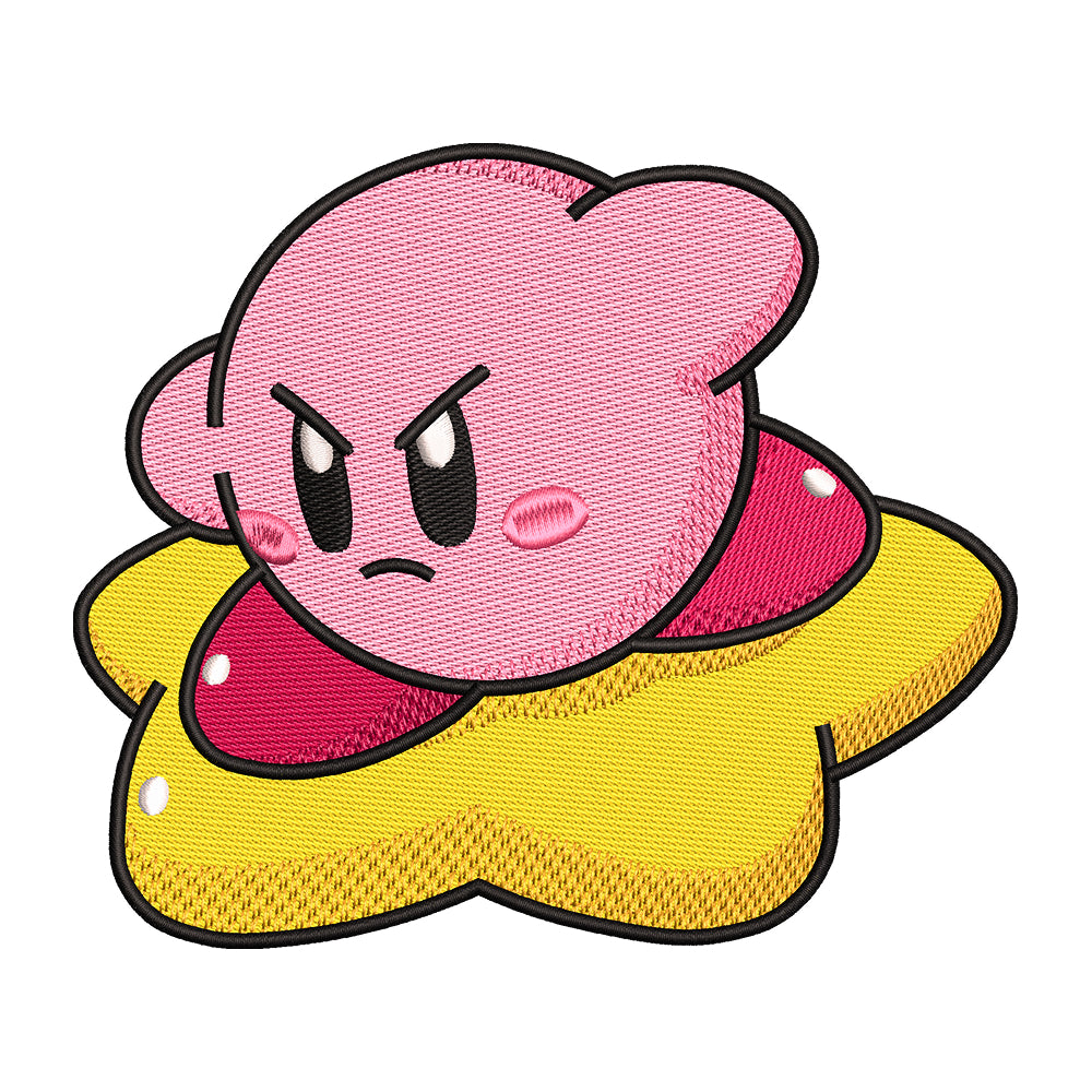 Angry Kirby on Warp Star Embroidery Design - SG130549