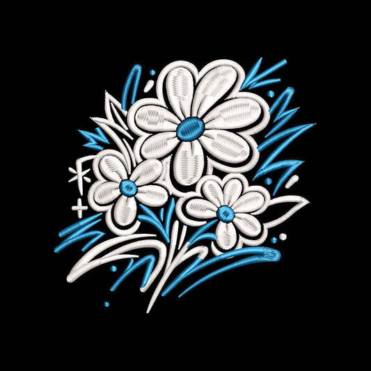 Fall Daisy Bouquet Embroidery Design | Modern Autumn Floral Machine Embroidery Pattern - SG13072603