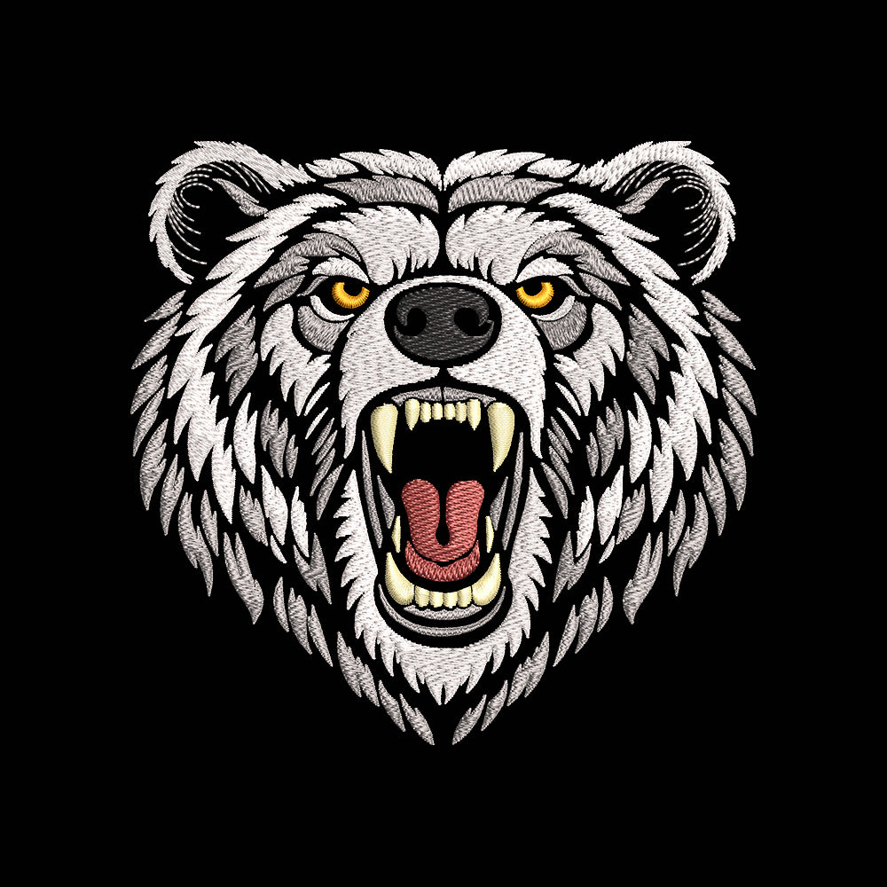 Roaring Grizzly Bear Embroidery Design - Fierce Animal Mascot Motif SG31072653