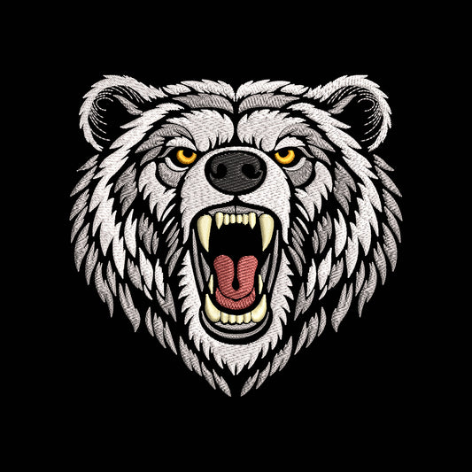 Roaring Grizzly Bear Embroidery Design - Fierce Animal Mascot Motif SG31072653